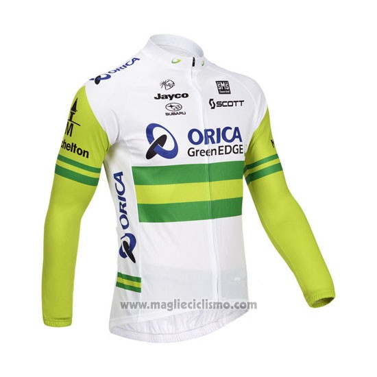 2013 Abbigliamento Ciclismo Orica GreenEDGE Bianco e Verde Manica Lunga e Salopette